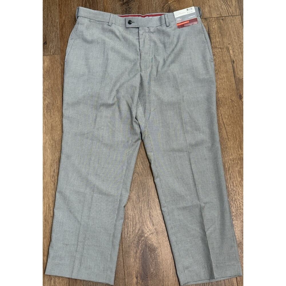 NEW Louis Raphael Rosso Pants Men's 38 x 29 Black White Houndstooth Flat Preppy